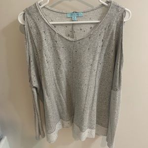 She + Sky holey open shoulder top